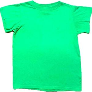 VTG Y2K BRIGHT KELLY GREEN ADULT SZ S T-SHIRT COTTON SOFT COMFY CASUAL CREW NECK